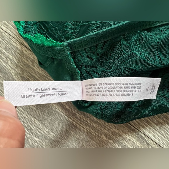 Auden Wireless Padded Two - Toned Green Lace Lightly Lined Bralette. Size M - Picture 7 of 7